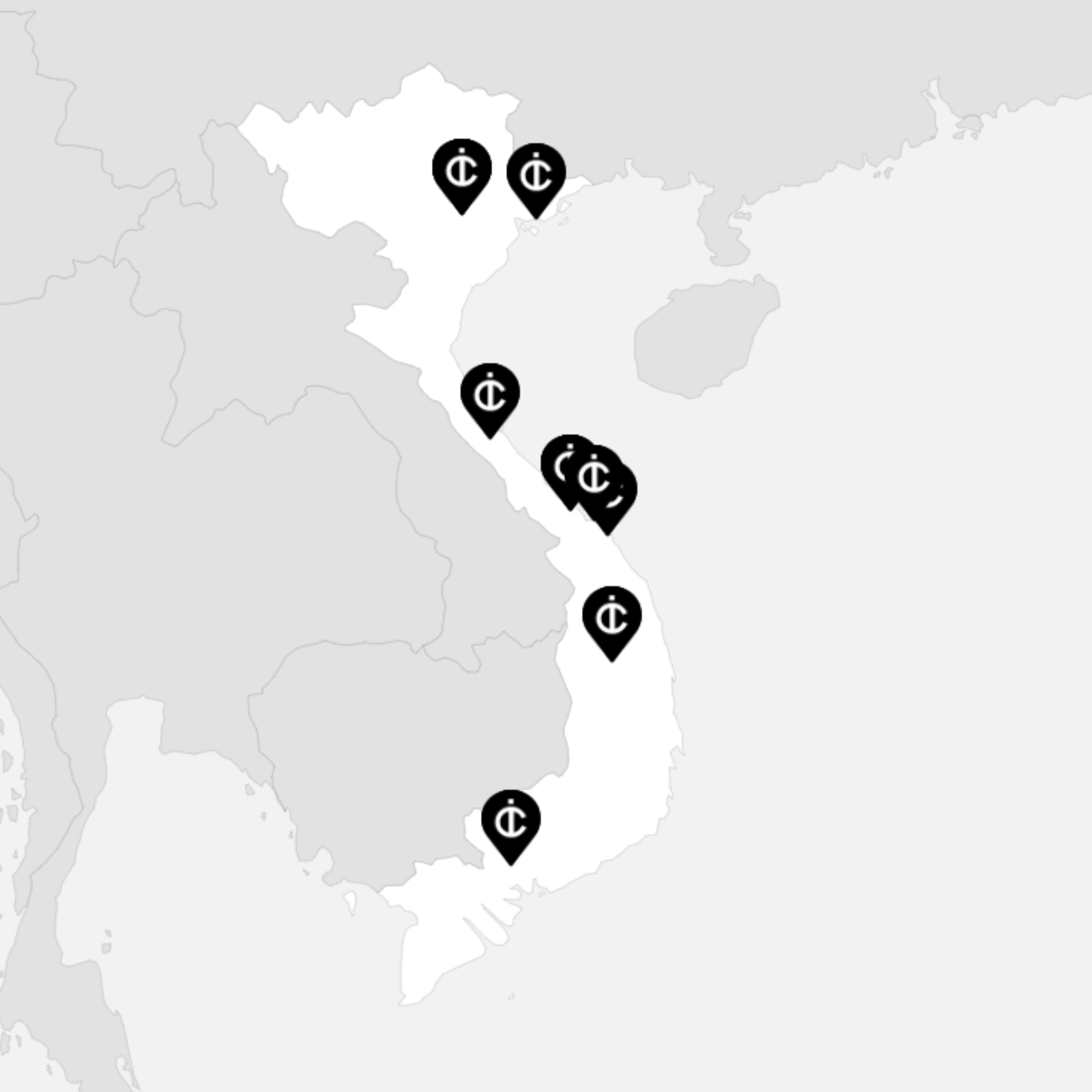 Vue sur la carte de la Vietnam