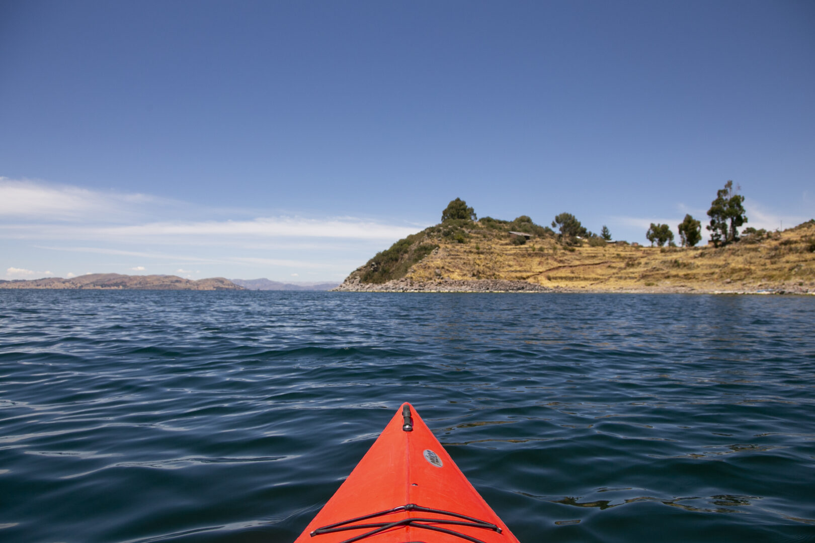 En kayak sur le lac Titicaca