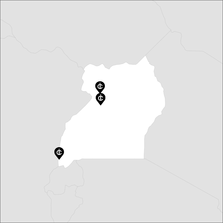 Vue sur la carte de la Ouganda