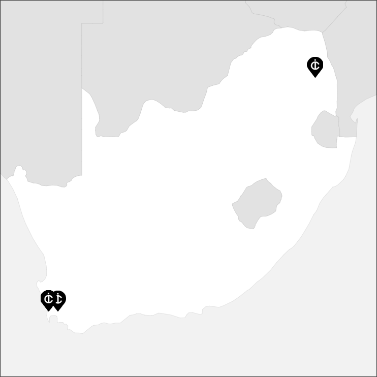 Vue sur la carte de la Afrique du Sud