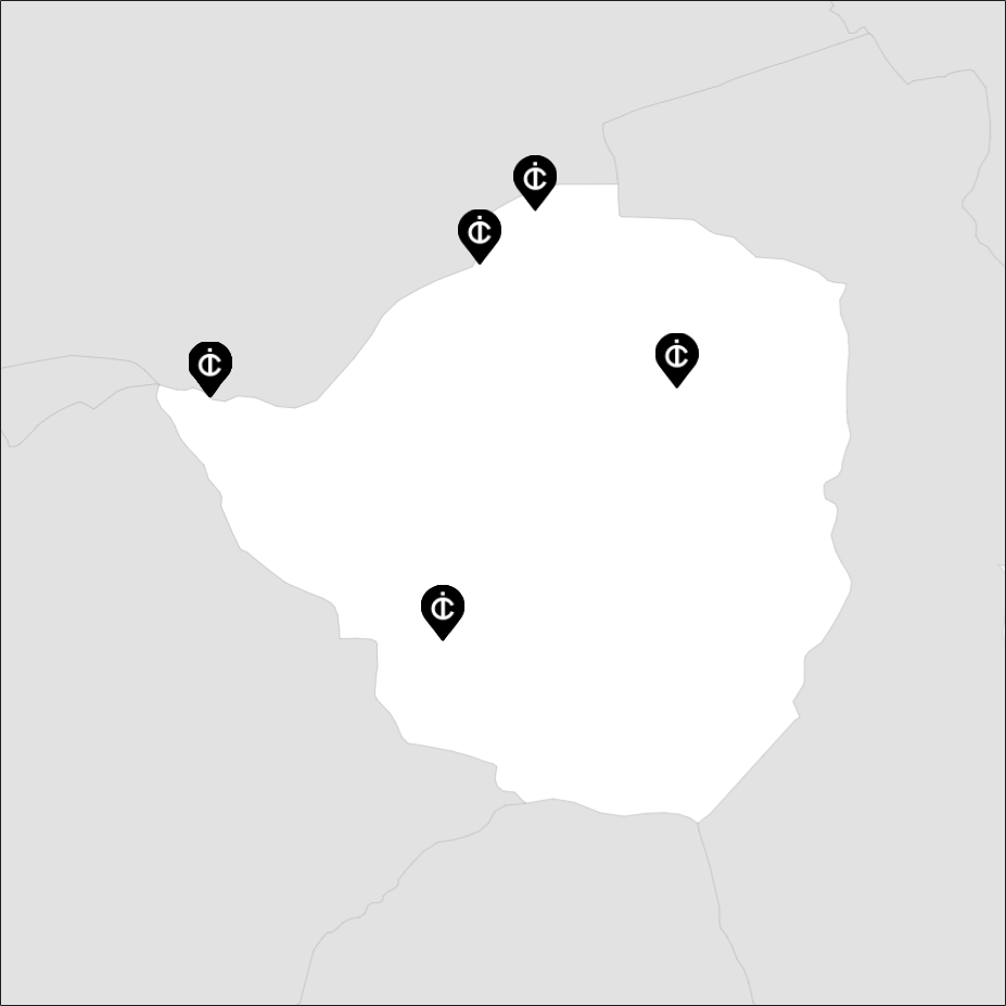Vue sur la carte de la Zimbabwe