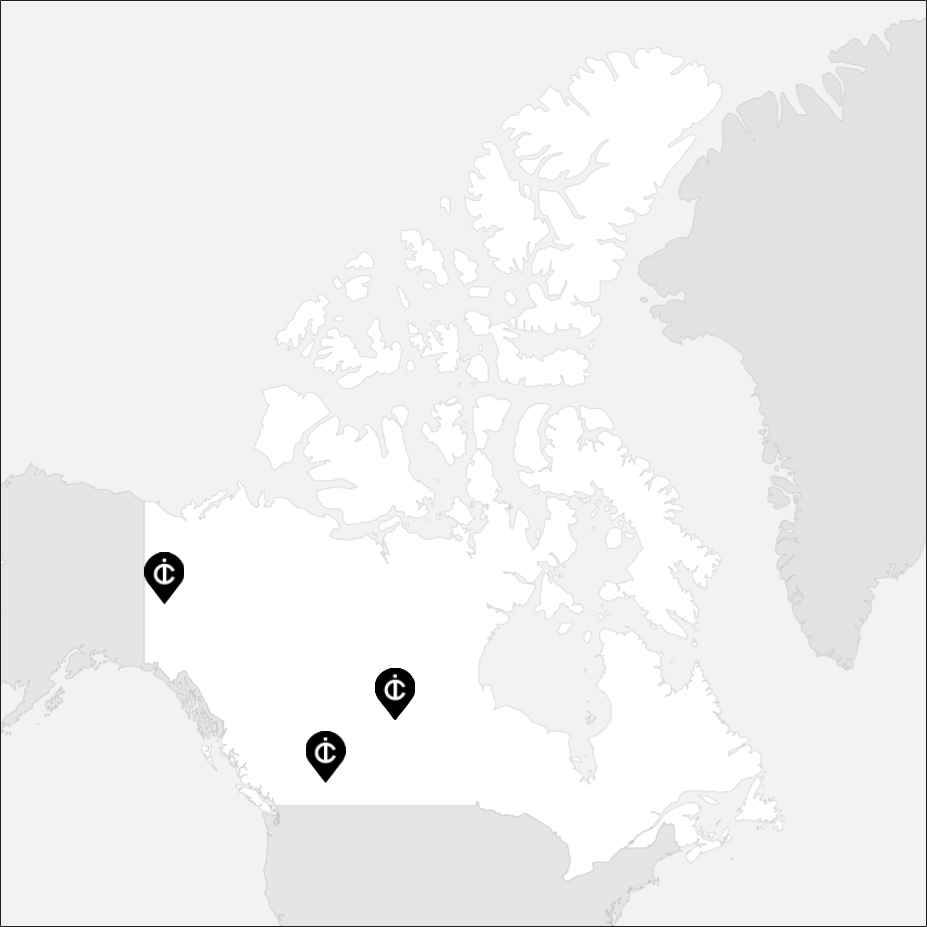 Vue sur la carte de la Canada Ouest