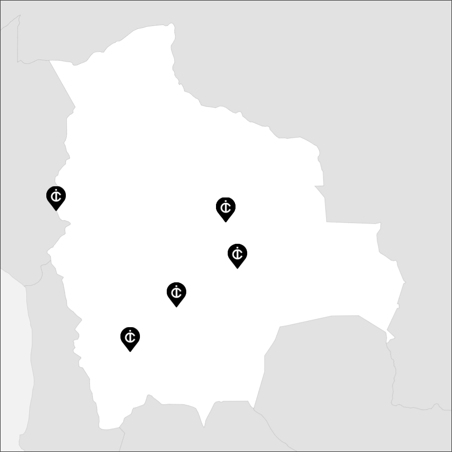Vue sur la carte de la Bolivie