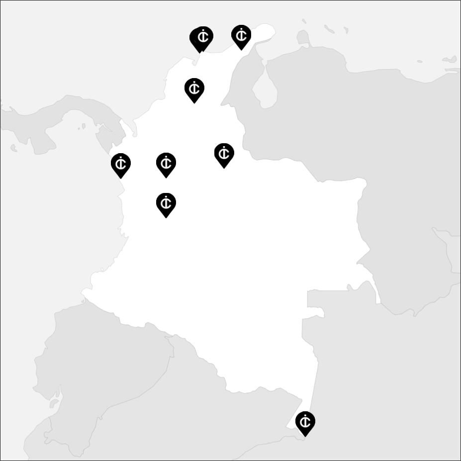Vue sur la carte de la Colombie