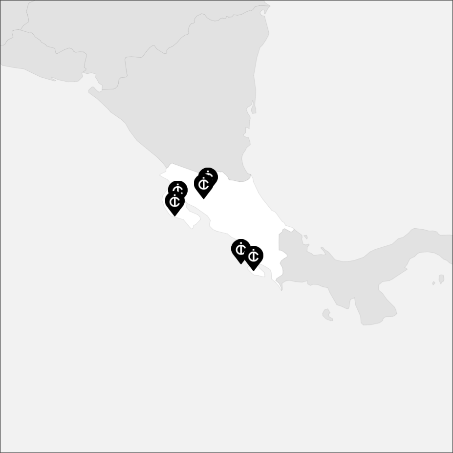 Vue sur la carte de la Costa Rica