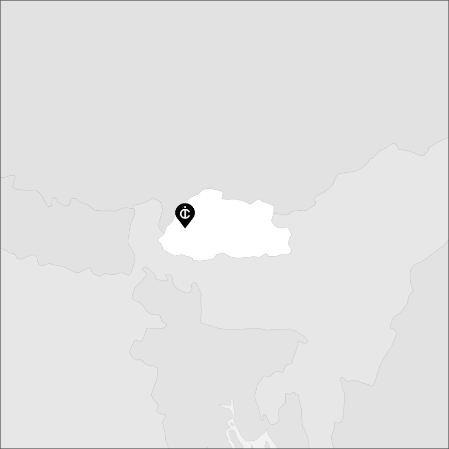 Vue sur la carte de la Bhoutan