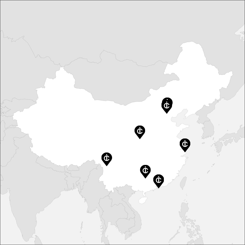 Vue sur la carte de la Chine