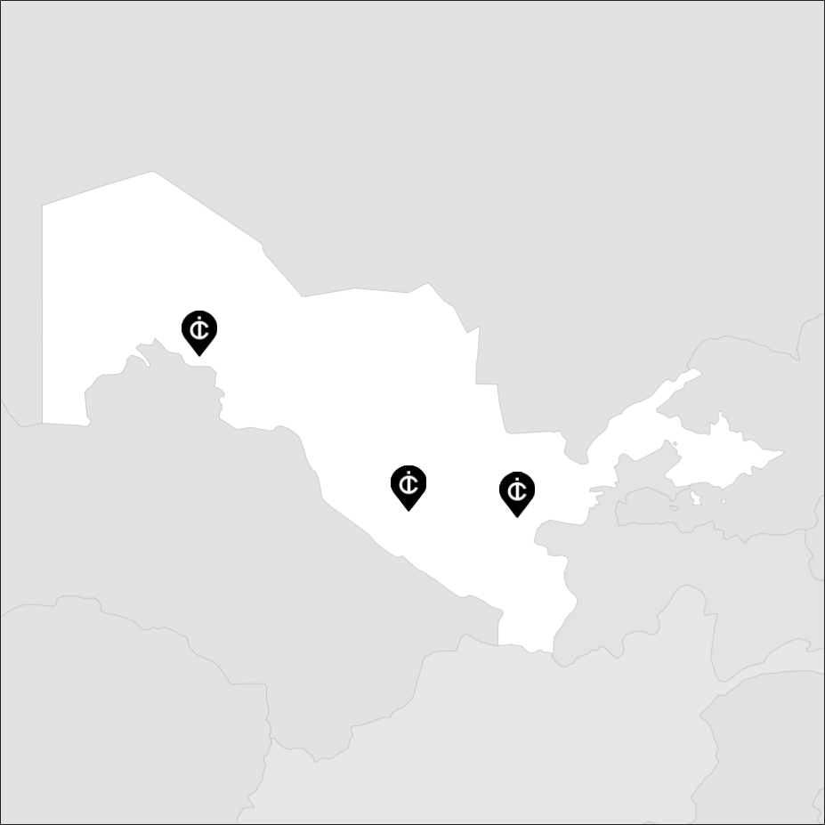 Vue sur la carte de la Ouzbékistan