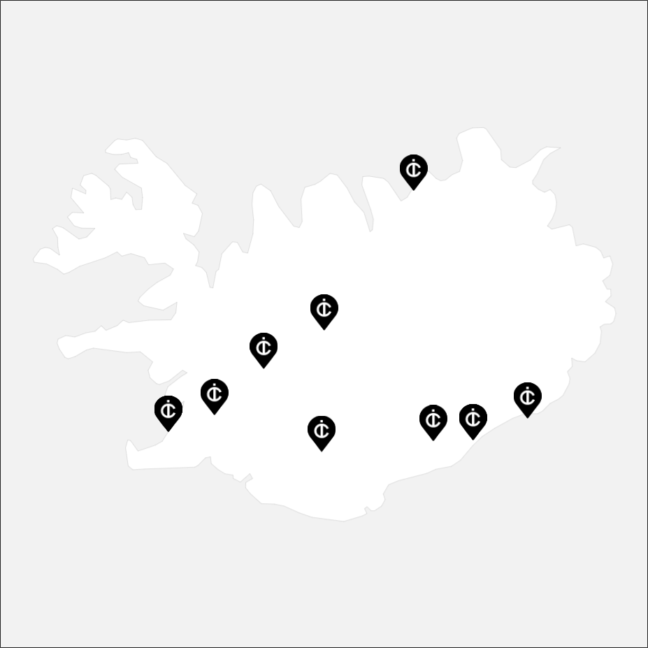 Vue sur la carte de la Islande