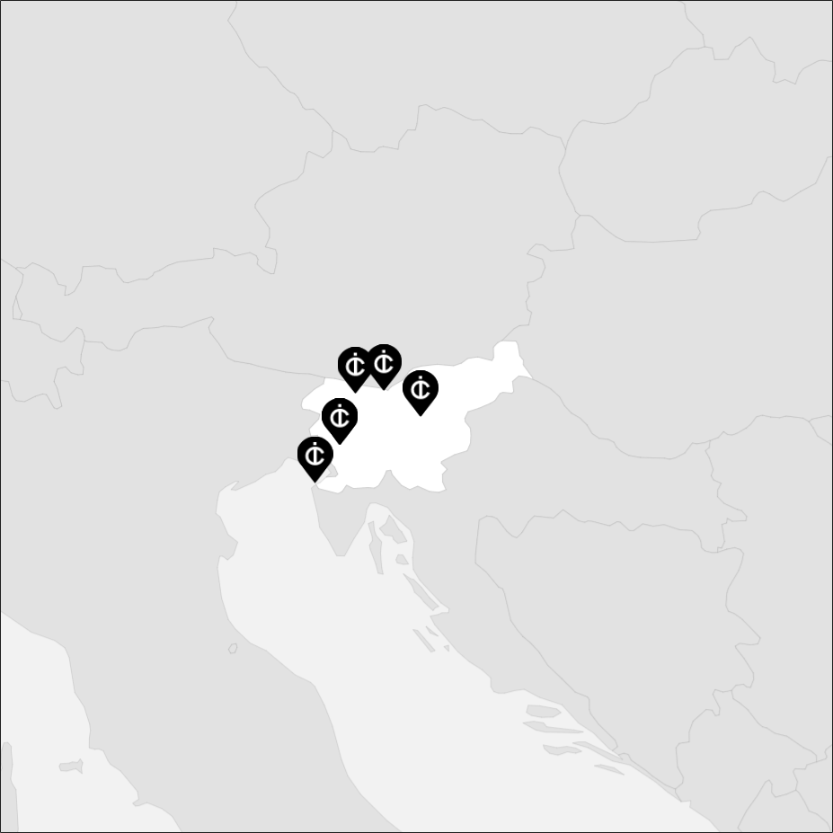 Vue sur la carte de la Slovénie