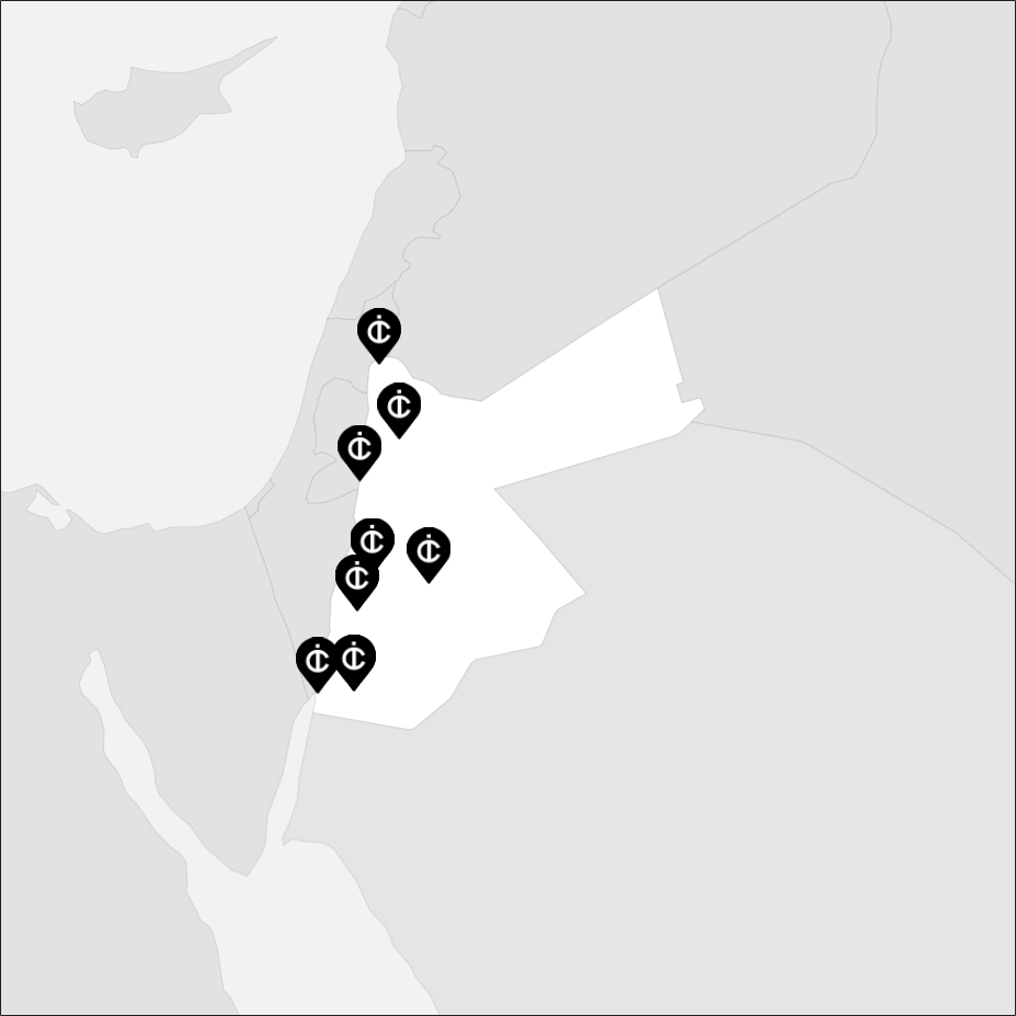 Vue sur la carte de la Jordanie