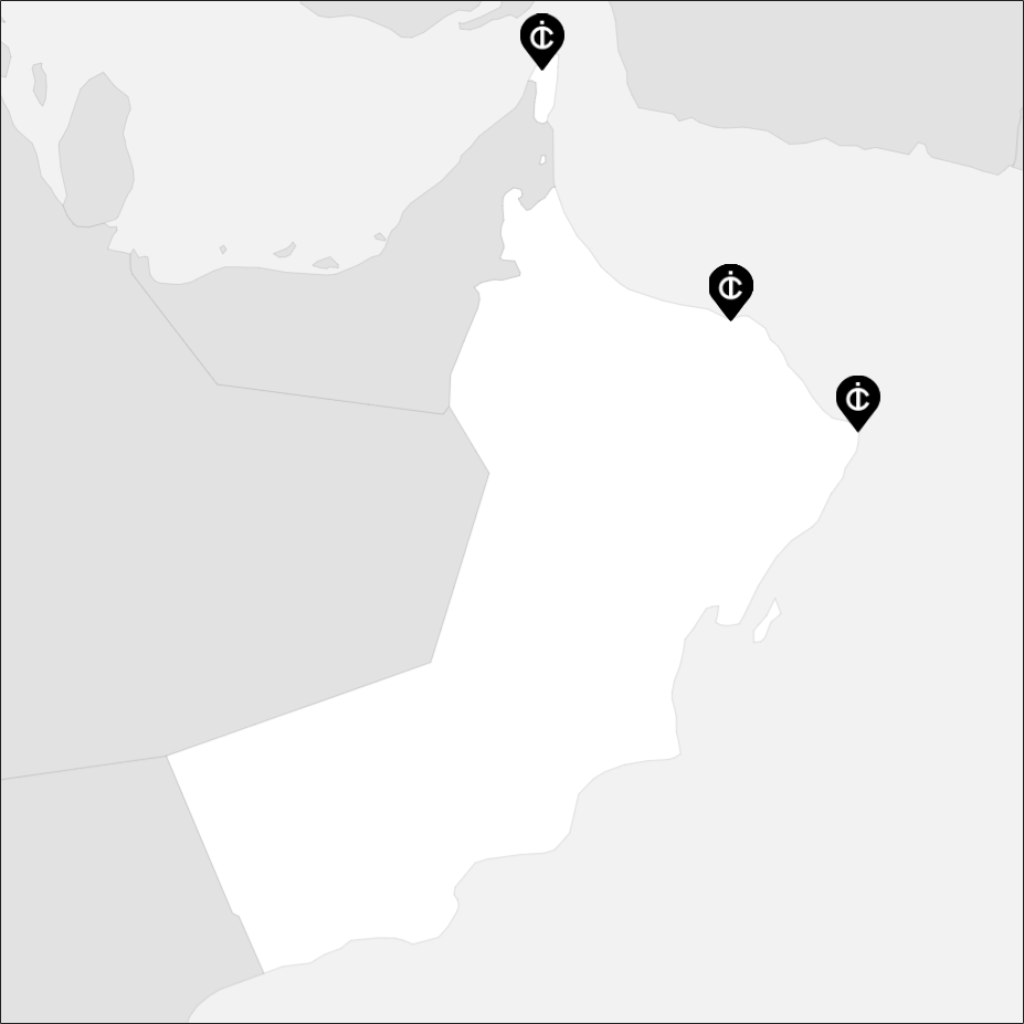 Vue sur la carte de la Oman