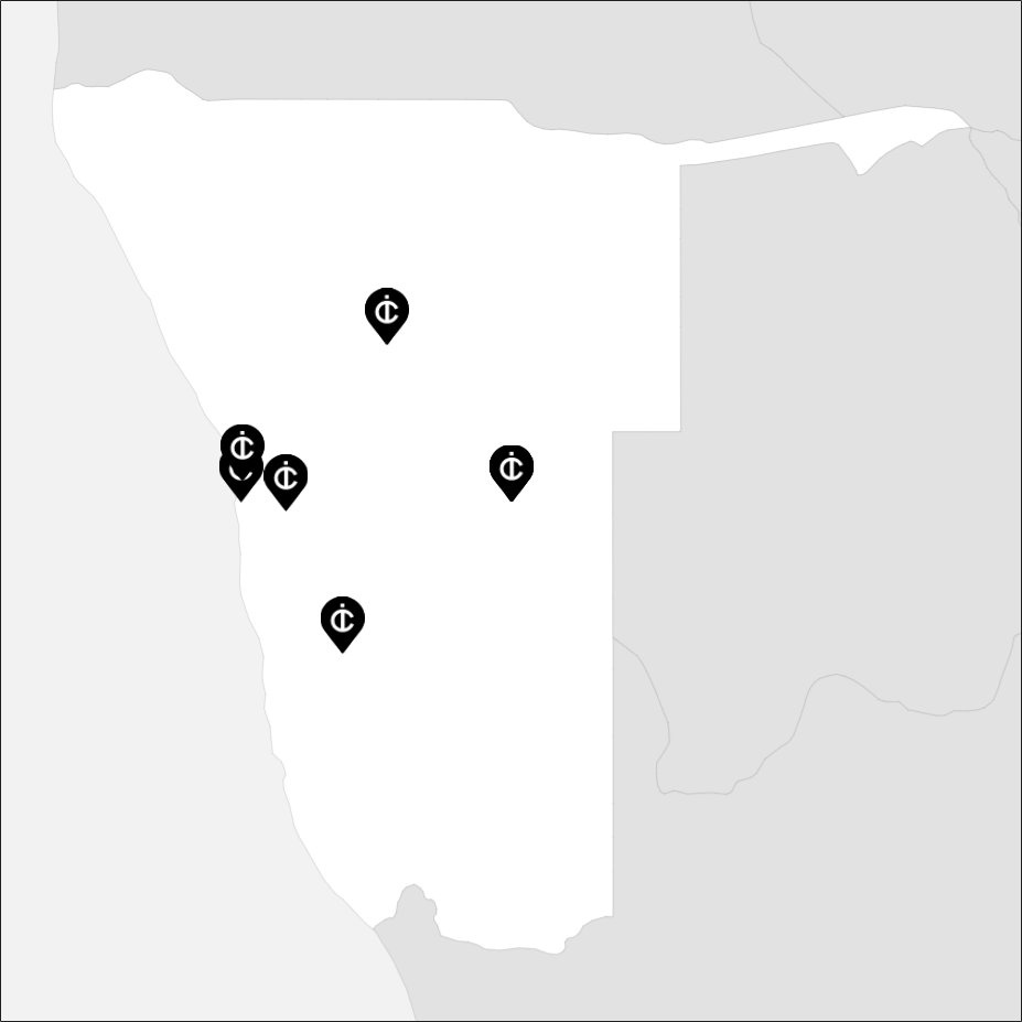 Vue sur la carte de la Namibie