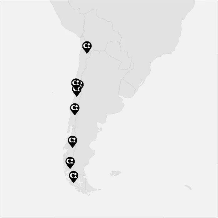 Vue sur la carte de la Chili