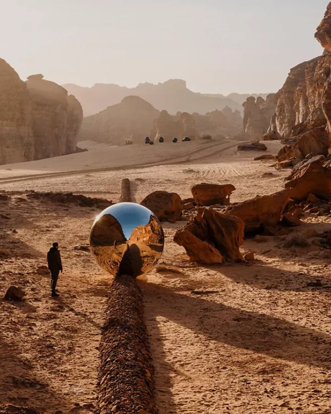 Œuvre d’art contemporain installée dans le désert d’AlUla, Arabie Saoudite